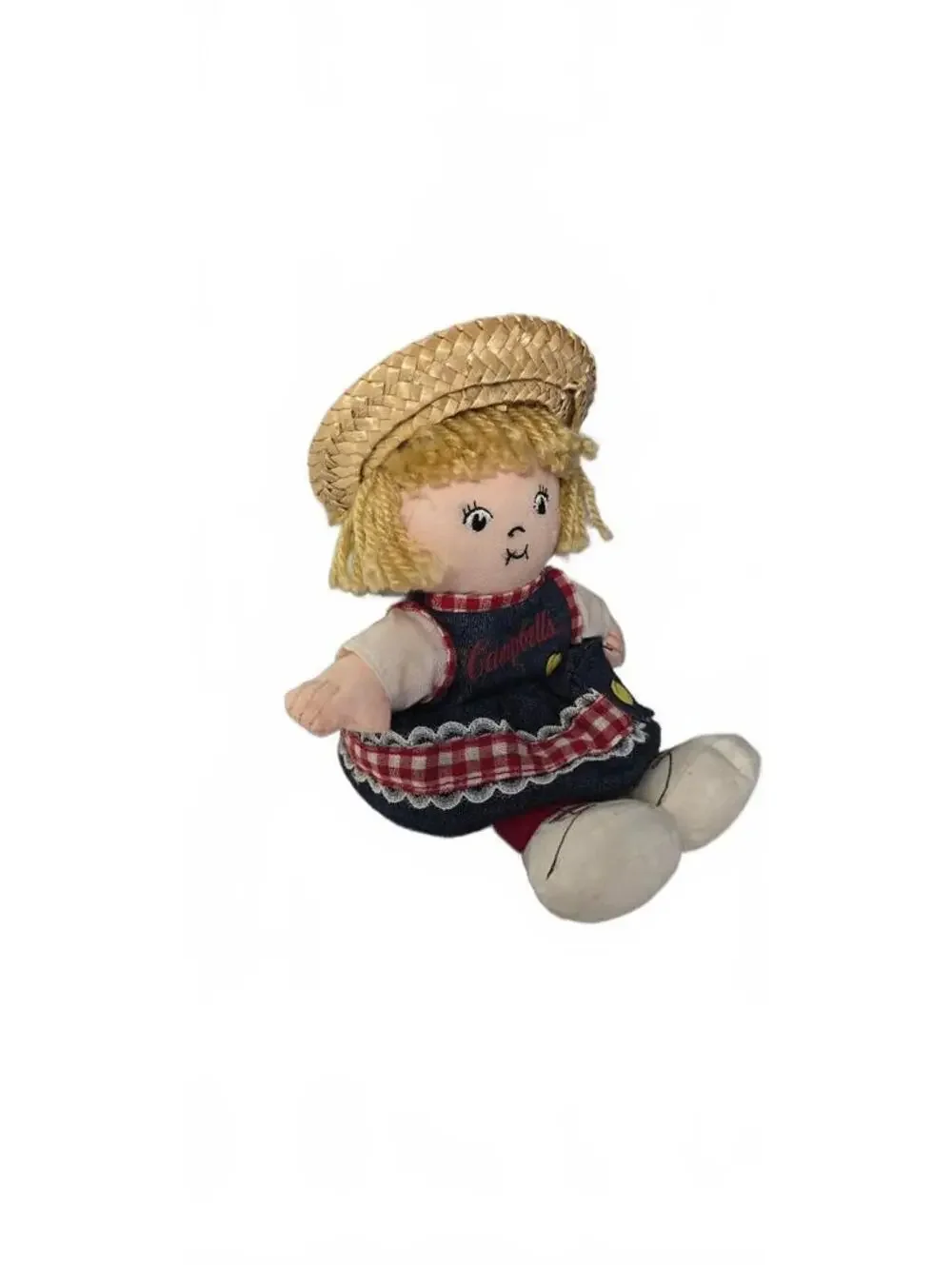 Vintage Campbell's Soup Girl Plush Doll with Straw Hat 2000